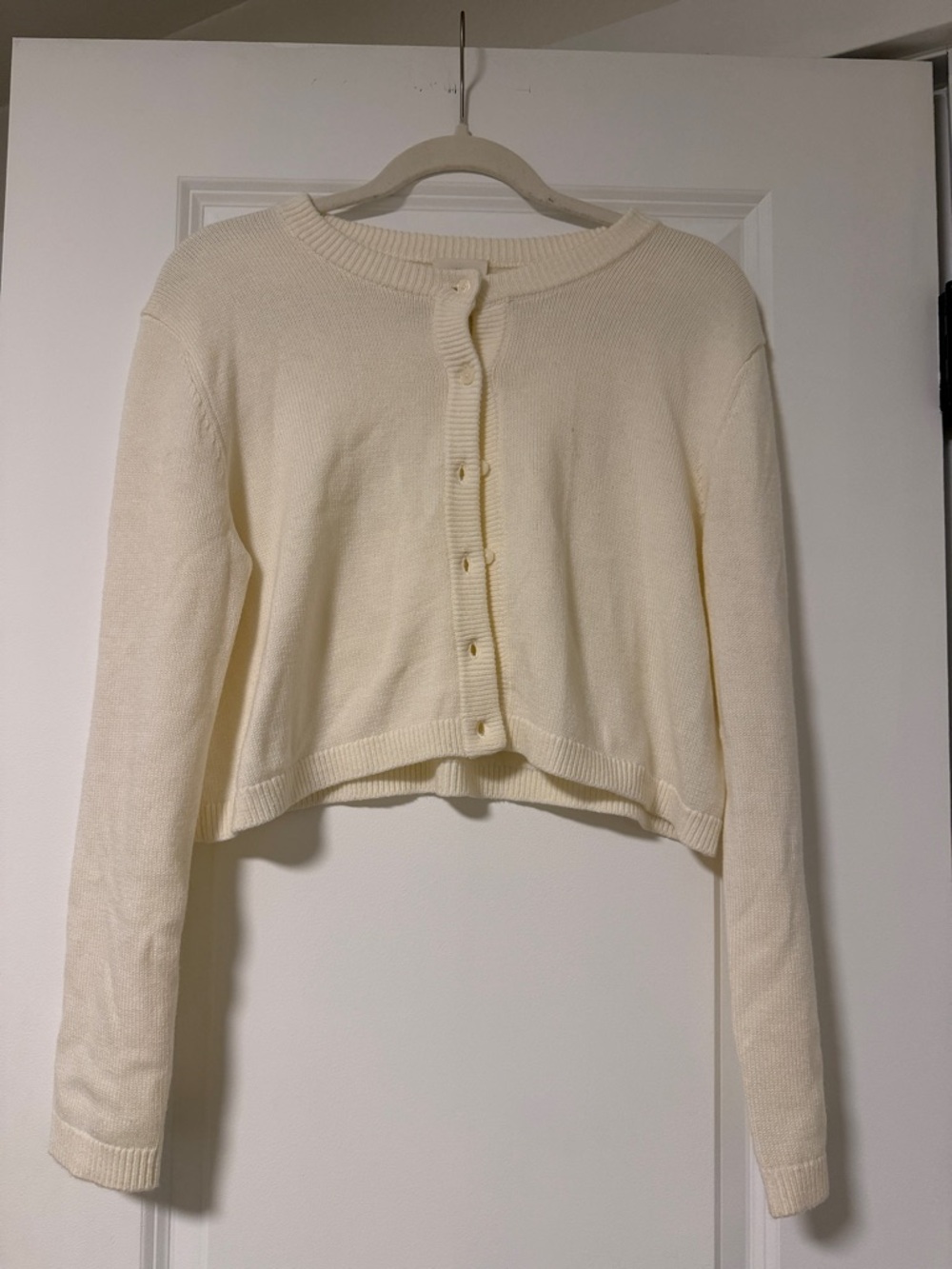 aritzia wilfred cream knit cropped button up sweater